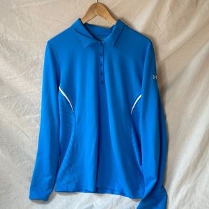Under Armor blue long sleeve, partial button up and collar